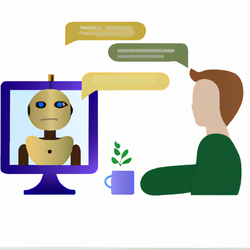 A man work with a chatbot on the personal computer